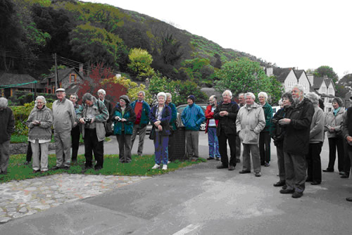 Members gather for the opening of the Centre at Porlock Weir Car Park